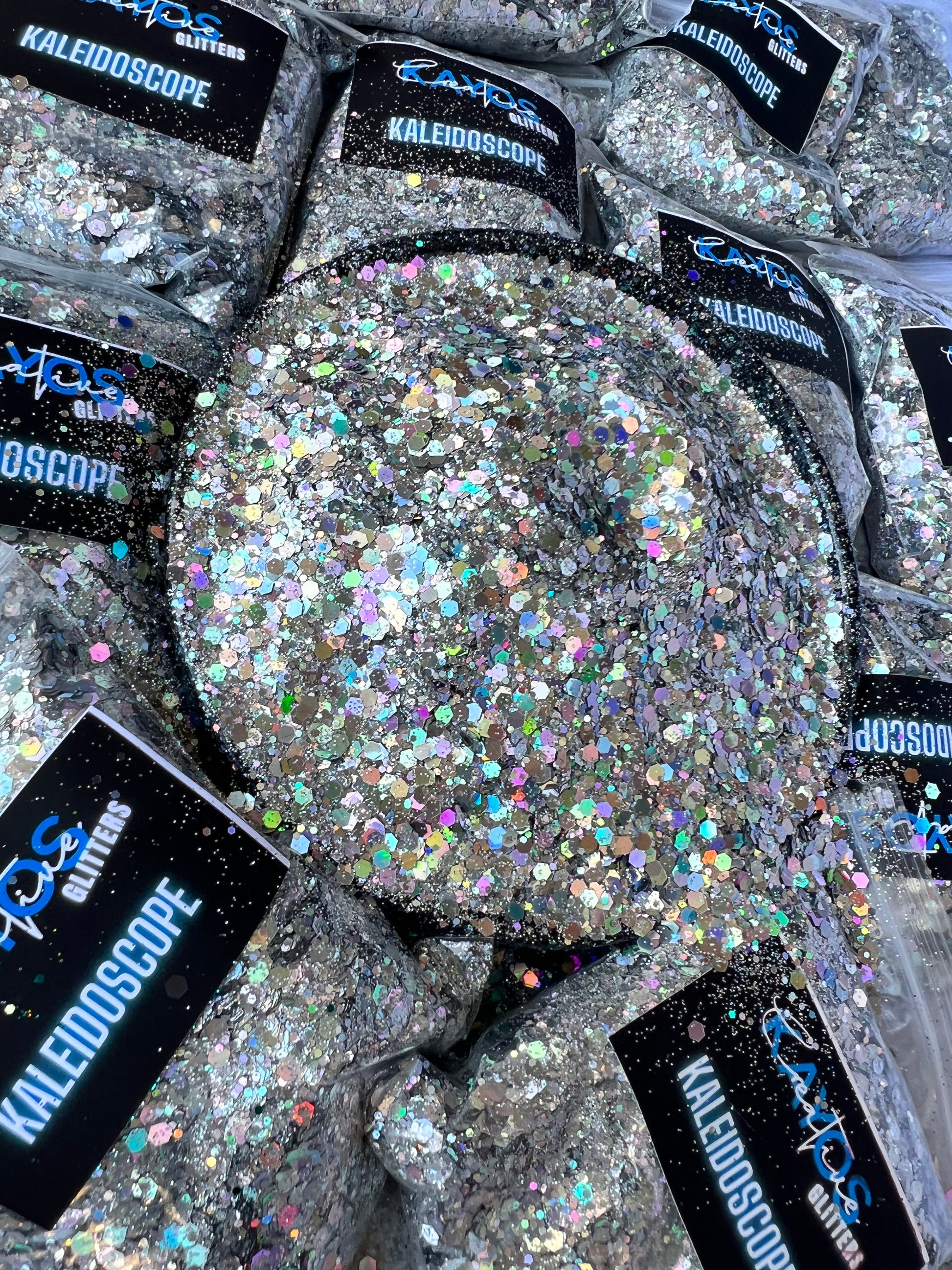 chunky holographic silver grey glitter
