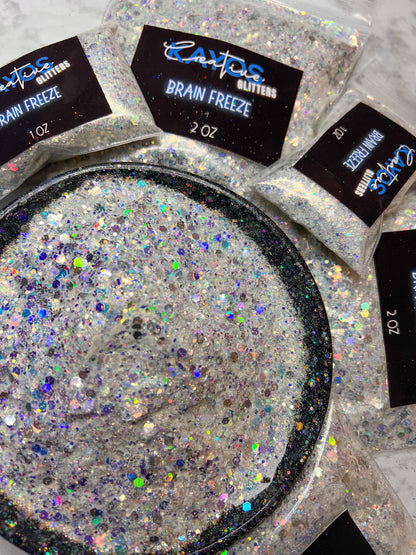 rainbow holographic opal white custom glitter mix kayos color