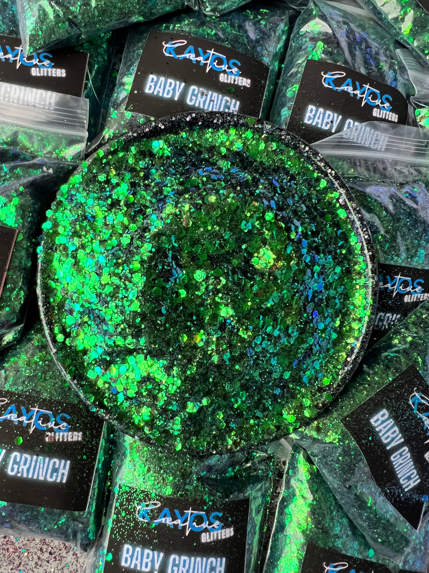 green chunky color shifting glitter 